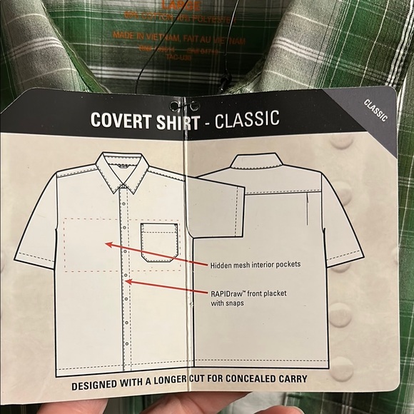 5.11 Men’s Green Plaid Shirt - Picture 4 of 4